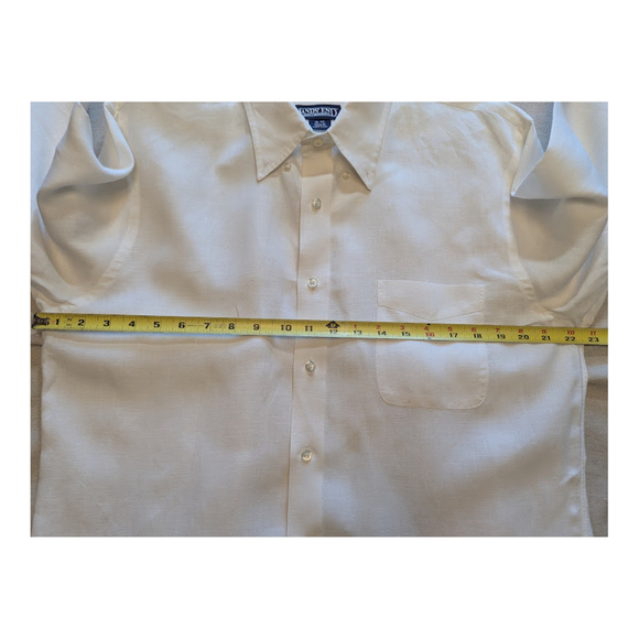 Lands’ End 100% Linen White Button-Down Shirt Size 16/32 – Classic Crisp Summer - Picture 4 of 9